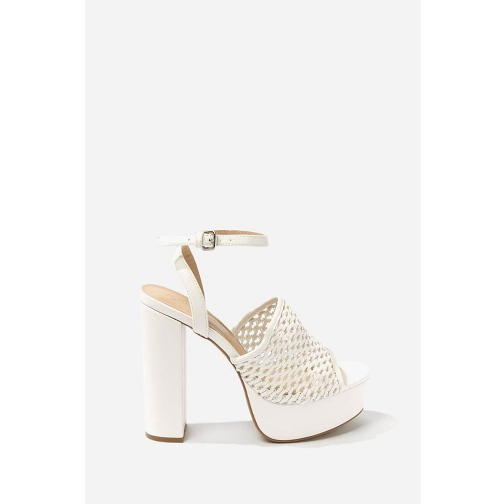 SOLD White Platform Faux Leather Heels - Picture 4 of 8